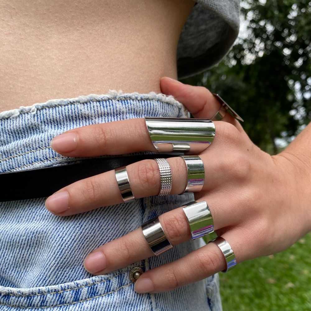 Anel Cuff Escultural Ajustável